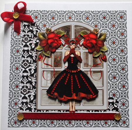 Beauty in Black and Red Vintage Style Over Edge Card by karen Moore