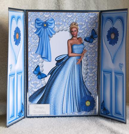 Pretty Lady in Silver Blue Gown, Gatefold by Karen Smith