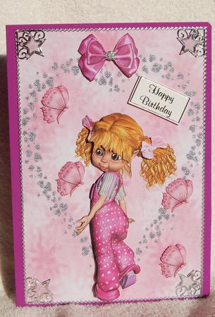 Pretty Pink Kiki Girl in Diamond Frame by Karen Smith