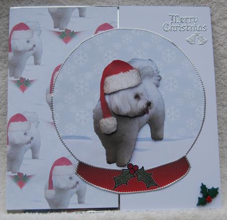 Bichon Frise Christmas Snow Globe by Karen Smith