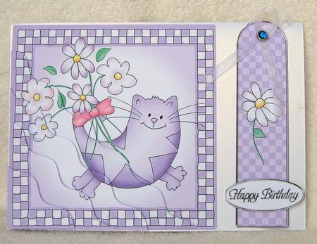Cute Cat Quick Card with Wavy Corner Side Stacker Topper by Karen Smith