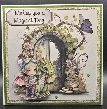 Fairy Doors 4 - 6x6 inch card front with decoupage by Karen Taylor