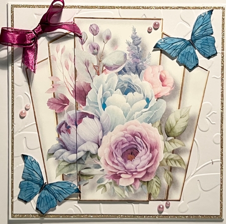 7x7 Art Deco Watercolour Bouquet - Blue & Purple by Karen Taylor
