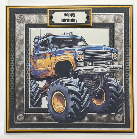 Monster Truck - Orange & Blue 8x8 by Karen Taylor