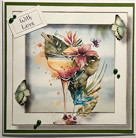 Tropical Cocktail 2 (no flower corners) 8x8 by Karen Taylor