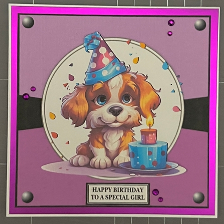 DOG WITH BIRTHDAY CAKE by Karen Taylor