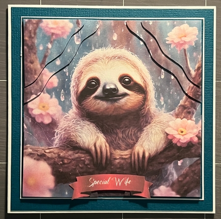 The Happy Raindrops Sloth 7x7 Card Kit. Matching Box, Gift Bauble, Tag. by Karen Taylor