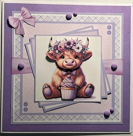 Pretty Floral Highland Cow by Karen Taylor