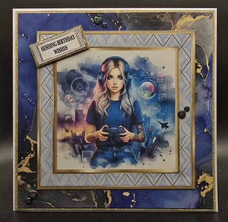 GIRL WHO LOVES GAMING BLUE 2 by Karen Taylor