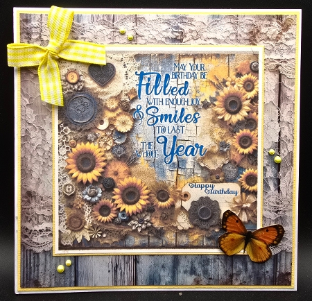 Sunflower Birthday 7 x 7 Card by Karen Taylor