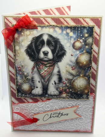 Christmas Bandana Pups 14 by Karen Taylor