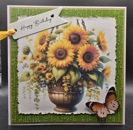 Hanging Pot with Sunflowers by Karen Taylor