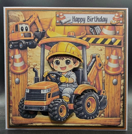 A little digger boy 6x6 by Karen Taylor