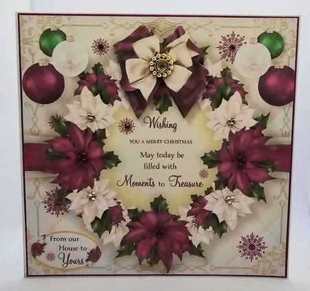 Burgundy Poinsettia Christmas Wreath by Karen Taylor
