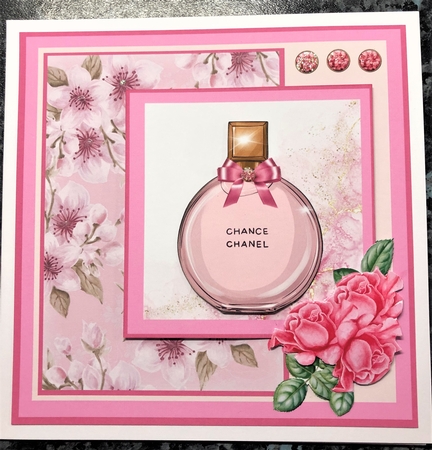 Perfume Bottle Birthday Card #1 by KAREN WHYBORN