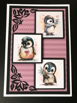 Penguin Love Three Square Quick Card by KAREN WHYBORN