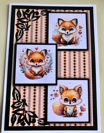 Fox Love Three Square Quick Card by KAREN WHYBORN