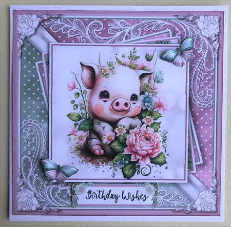 Just a pig and her flowers KIT-two  by KAREN WHYBORN
