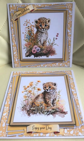 7x7 Mini Kit, Gorgeous Leopard  Cub In The Flowers by KAREN WHYBORN
