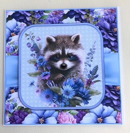 3 Blue floral animal card fronts/toppers by KAREN WHYBORN