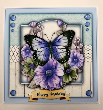 8x8 Mini Kit. Beautiful Blue Butterfly and Flowers by KAREN WHYBORN