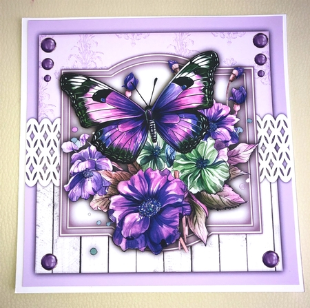 8x8 Mini Kit, Beautiful Lilac Butterfly and Flowers by KAREN WHYBORN
