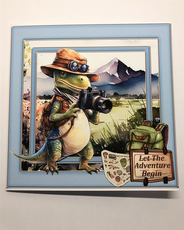 Wanderlust dino card front by KAREN WHYBORN