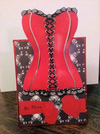 Red Valentines Corset Over the Edge by Karen Harvie
