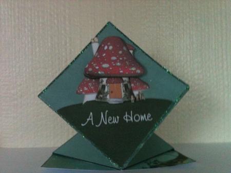 New Home Toadstool Fairy House Pop Up Spring Card by Karen Harvie