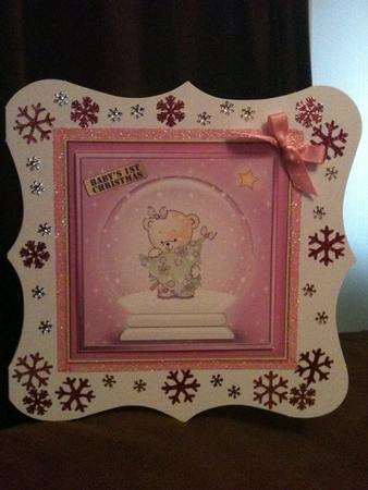 Baby's First Christmas Snowglobe Cut and Fold Card by Karen Harvie