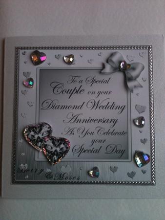 Diamond Wedding Anniversary No-hole Fold Back Card by Karen Harvie