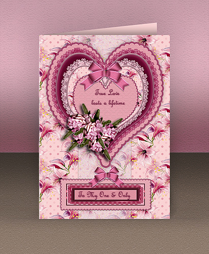 Romantic Hearts 3D Card by Karen Hughes