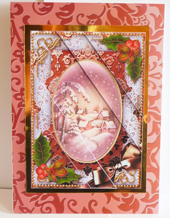 Snowy Village Holly 7x5inch Triangle Duo Corner Stacker by Karen Nash