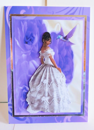 Beautiful Lady in White Gown with Humming Bird by Karen Nash
