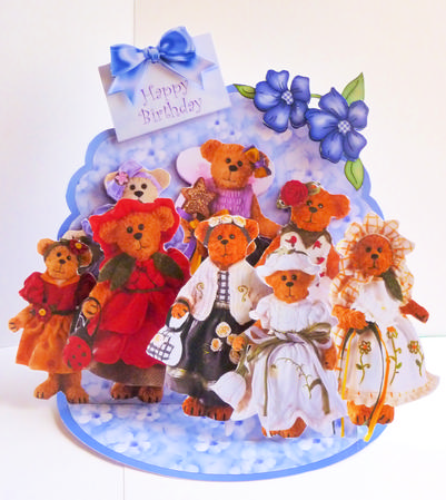 Giant Easel Tableau 3D Card Kit - Flower Teddies by Karen Nash