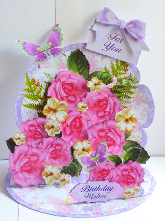Giant Easel Tableau 3D Card Kit - Pink Roses by Karen Nash