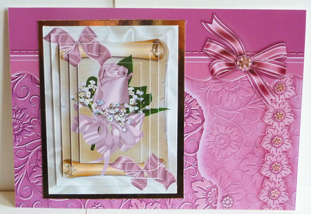 Pink Rose on a Scroll, Pyramids by Karen Nash