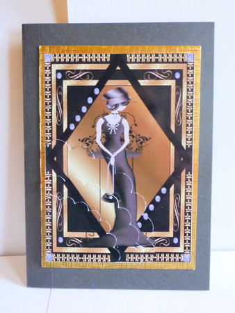 Black and Gold Modern Lady Wavey Edge Corner Stacker by Karen Nash