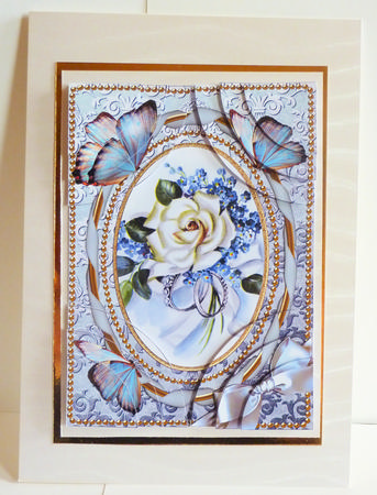 White Rose Butterflies 7x5in 4 Corner Stacker by Karen Nash