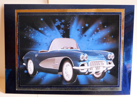Blue Sports Car on Blue Abstract Background by Karen Nash