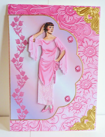 Pink Diamond Vintage Lady Fancy Edge with Decoupage by Karen Nash