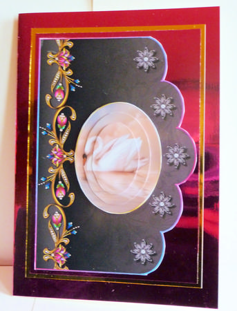 Beautiful Swan Scalloped Card with Pyramage by Karen Nash