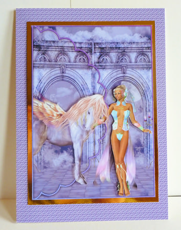 Fantasyland Pegasus and Fairy Scalloped Egde Envelope Card by Karen Nash
