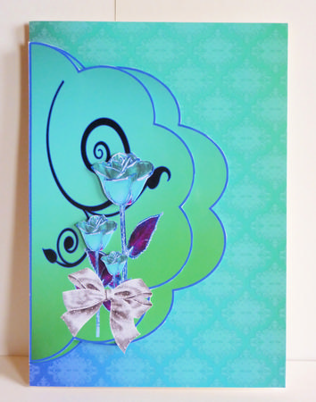 Aqua and Gold Rose Card Many Formal Occasions.jpg by Karen Nash