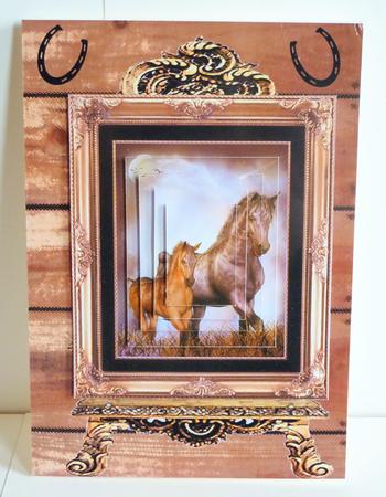 Stand Off Easel Card Horses in the Field Pyramid Front by Karen Nash