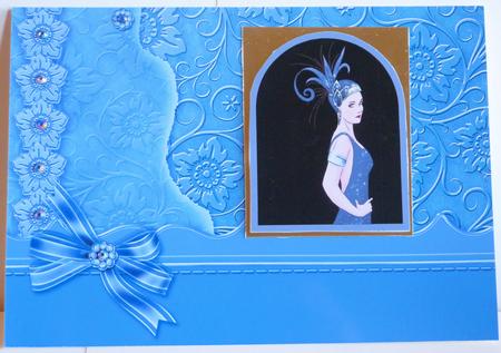 Blue and Pale Blue Scrapbook Style Floral Card Fronts by Karen Nash