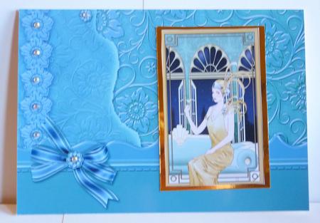 Teal and Sky Blue Scrapbook Style Floral Card Fronts by Karen Nash