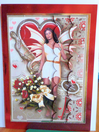 Scarlett Faerie Valentines Day, Taupe and Red, Tunnel Card Sheet by Karen Nash