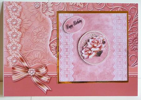 Pale Pink Roses Lace and Pearls by Karen Nash
