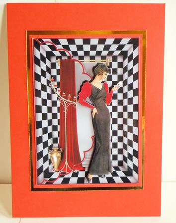 Black and Red Elegance Art Deco Scalloped Edge Envelope Card by Karen Nash